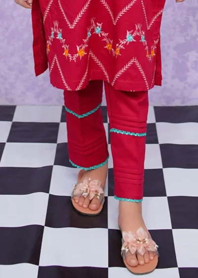 Girls Cotton Embroidered - 2 Piece Suit - 8545 - Image 5