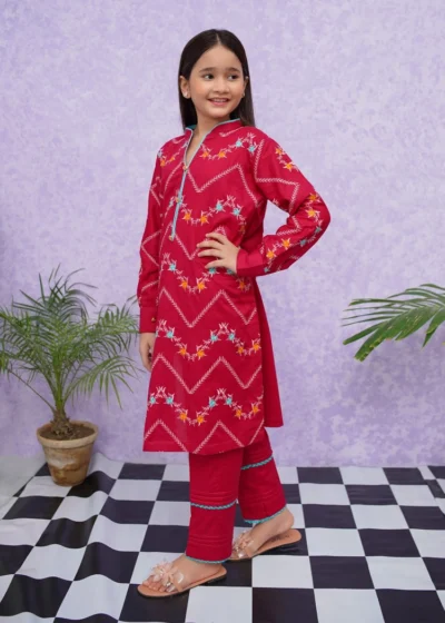 Girls Cotton Embroidered - 2 Piece Suit - 8545 - Image 4