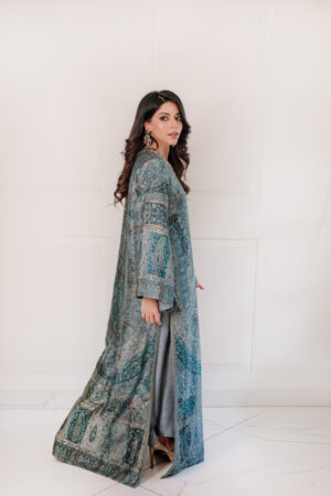 Mireza Grey Banarsi Kaftan Set