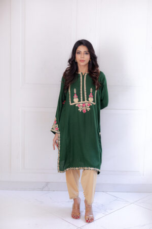 Anvaya Green Beige Shawl Set