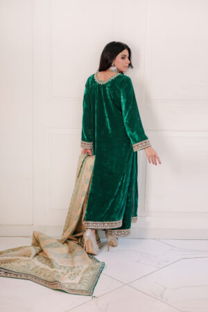 Nehal Emerald Velvet Gold Set