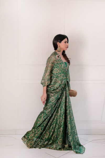 Sumara Emerald Lace Kaftan Set - Image 4
