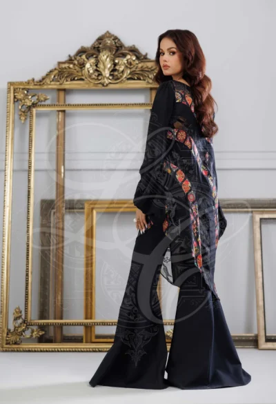 Black Stripped Asymmetrical Top With Palazzo - Image 3