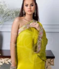 Lime Green Asymmetrical Top With Tulip Sarong - Image 4