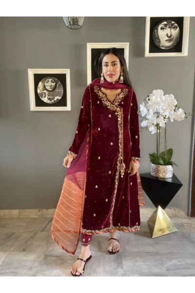 Garnet Shirt With Pants & Dupatta Aa 00057 - Image 4