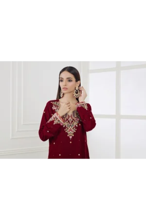 Zahra Shirt And Pants With Dupatta Aa-1013