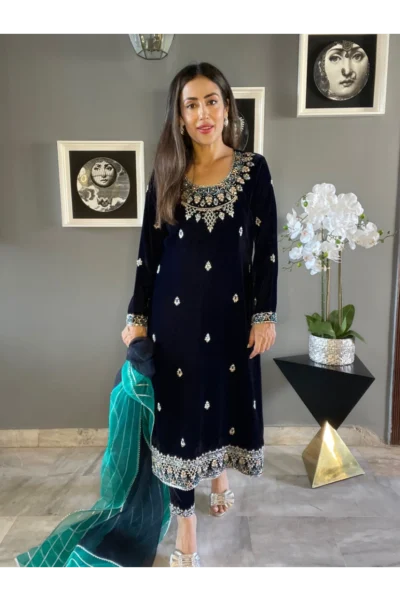 Merub Shirt With Pants & Dupatta Aa-00910