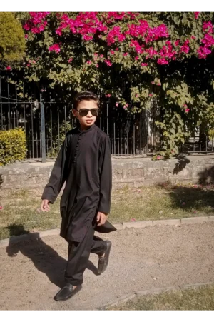Mom4Little Pret Blended Cotton Black Kameez Shalwar set