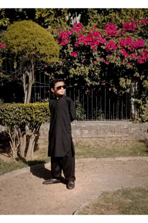 Mom4Little Pret Blended Cotton Black Kameez Shalwar set