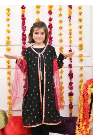 Mom4Little Pret Chiffon Black front open Jacket