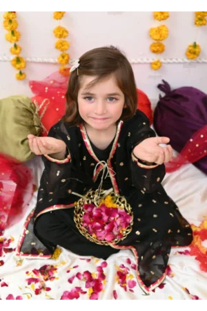 Mom4Little Pret Chiffon Black front open Jacket