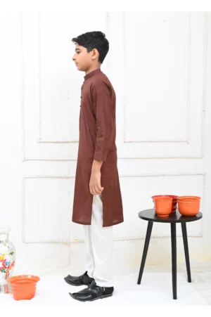 Mom4Little Pret Cotton Brown and white Kurta Pajama