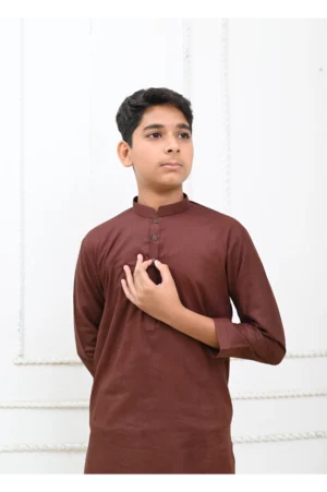 Mom4Little Pret Cotton Brown and white Kurta Pajama