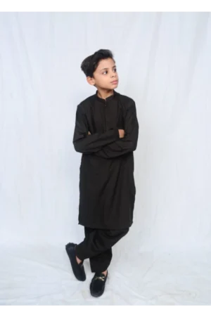 Mom4Little Pret Blended Cotton Black Kameez Shalwar set