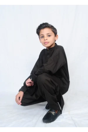 Mom4Little Pret Blended Cotton Black Kameez Shalwar set