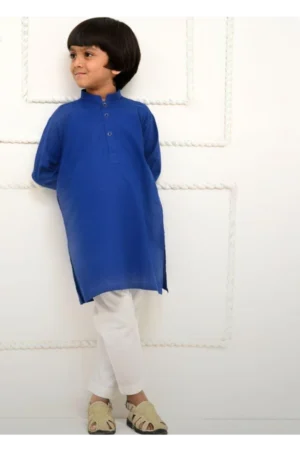 Mom4Little - Electric Blue and white kurta pajama