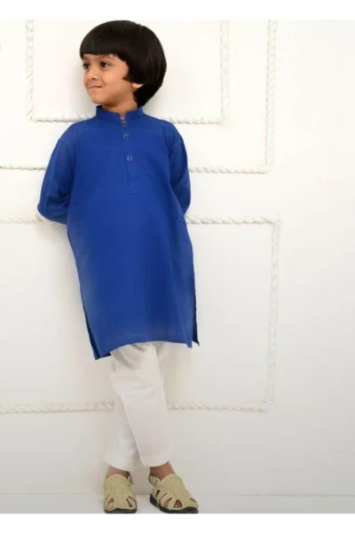 Mom4Little - Electric Blue and white kurta pajama - Image 6