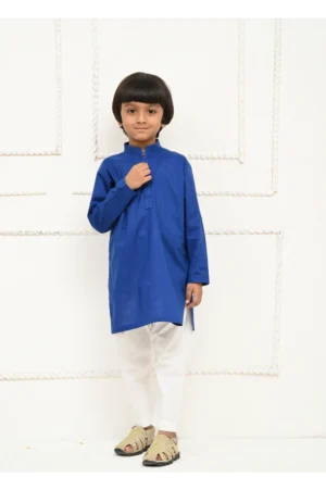 Mom4Little - Electric Blue and white kurta pajama