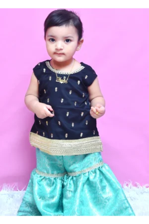 Mom4Little Pret Ferozi Chiffon Gharara Set