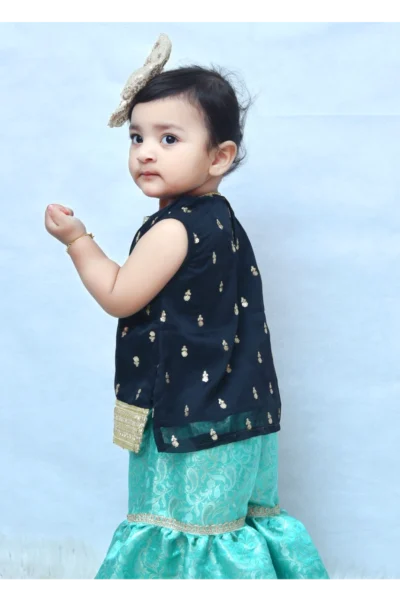 Mom4Little Pret Ferozi Chiffon Gharara Set - Image 7