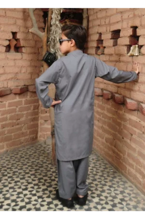 Mom4Little Pret Blended Cotton Grey Kameez Shalwar Set