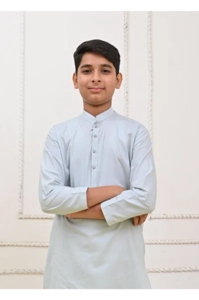Mom4Little Pret Cotton Light Blue and white Kurta Pajama - Image 2