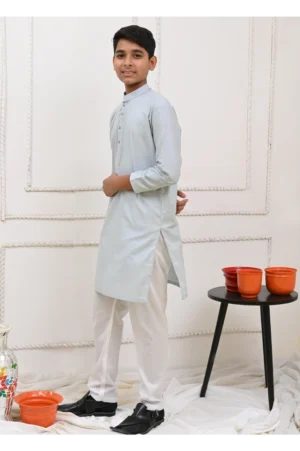 Mom4Little Pret Cotton Light Blue and white Kurta Pajama
