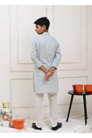 Mom4Little Pret Cotton Light Blue and white Kurta Pajama