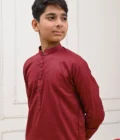 Mom4Little Pret Cotton Maroon and White Kurta Pajama - Image 4