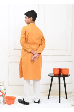 Mom4Little Pret cotton Mustard and white Kurta Pajama
