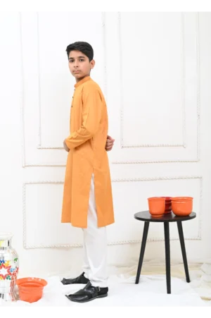 Mom4Little Pret cotton Mustard and white Kurta Pajama