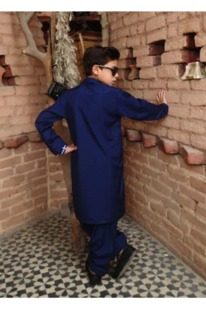 Mom4Little Pret Blended Cotton Navy Blue Kameez Shalwar set