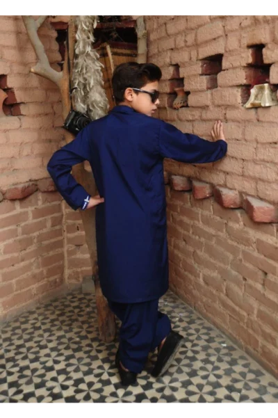 Mom4Little Pret Blended Cotton Navy Blue Kameez Shalwar set - Image 6