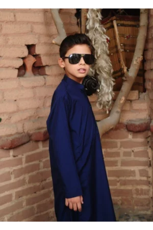 Mom4Little Pret Blended Cotton Navy Blue Kameez Shalwar set