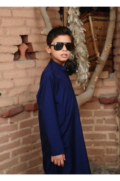 Mom4Little Pret Blended Cotton Navy Blue Kameez Shalwar set - Image 5