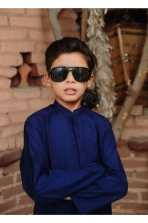Mom4Little Pret Blended Cotton Navy Blue Kameez Shalwar set