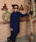Mom4Little Pret Blended Cotton Navy Blue Kameez Shalwar set