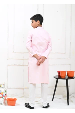 Mom4Little Pret Cotton Pastel Pink Kurta and White Pajama