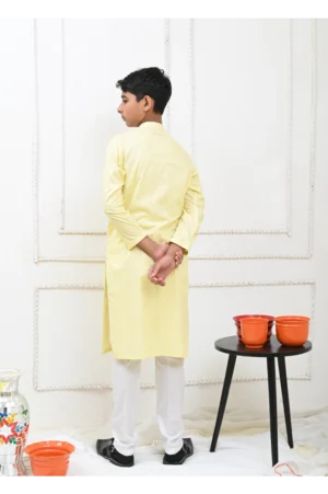 Mom4Little - Powder Yellow and White Kurta Pajama