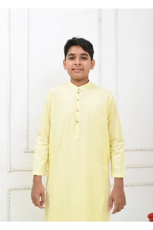 Mom4Little - Powder Yellow and White Kurta Pajama