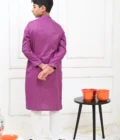 Mom4Little Pret Cotton Purple and White Kurta Pajama - Image 2