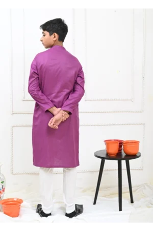 Mom4Little Pret Cotton Purple and White Kurta Pajama