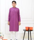 Mom4Little Pret Cotton Purple and White Kurta Pajama