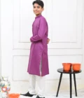 Mom4Little Pret Cotton Purple and White Kurta Pajama - Image 4