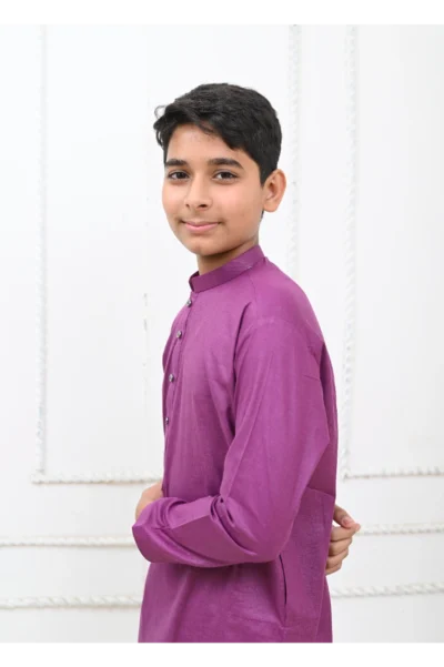 Mom4Little Pret Cotton Purple and White Kurta Pajama - Image 3