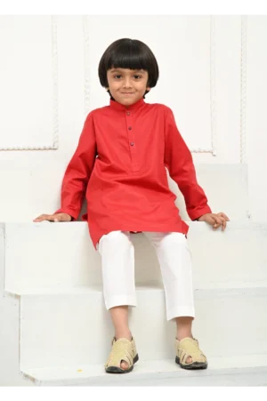 Mom4Little Red Kurta and White Pajama