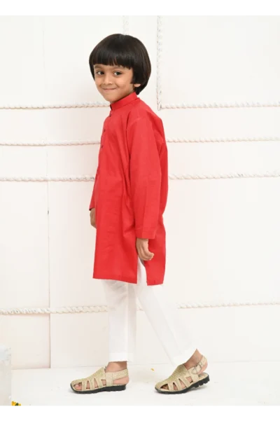 Mom4Little Red Kurta and White Pajama - Image 6