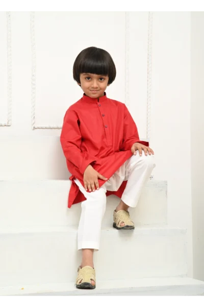 Mom4Little Red Kurta and White Pajama
