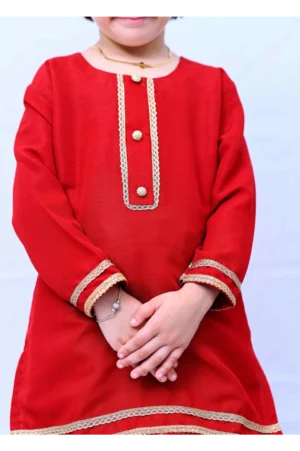 Mom4Little Red Raw Silk Gharara Set