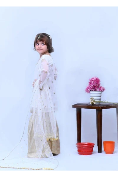 Mom4Little  White Chiffon Gharara Set - Image 2